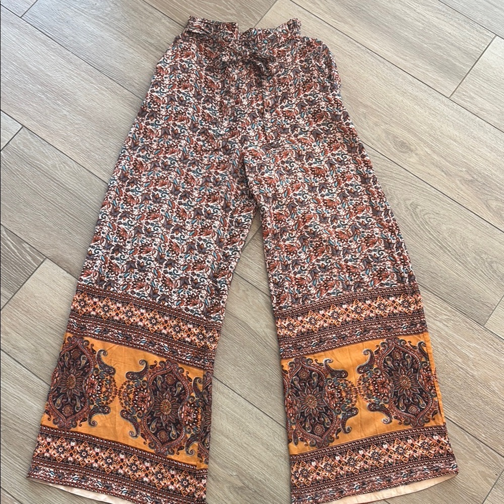 Bohemian Print Wide-Leg Pants